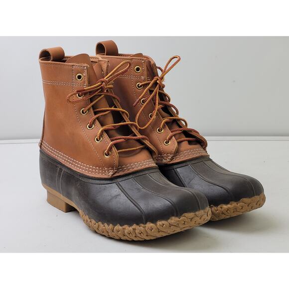 L.L.Bean Brown Leather & Rubber Duck Boots Made in USA Men's Sz 10W - Picture 2 of 8
